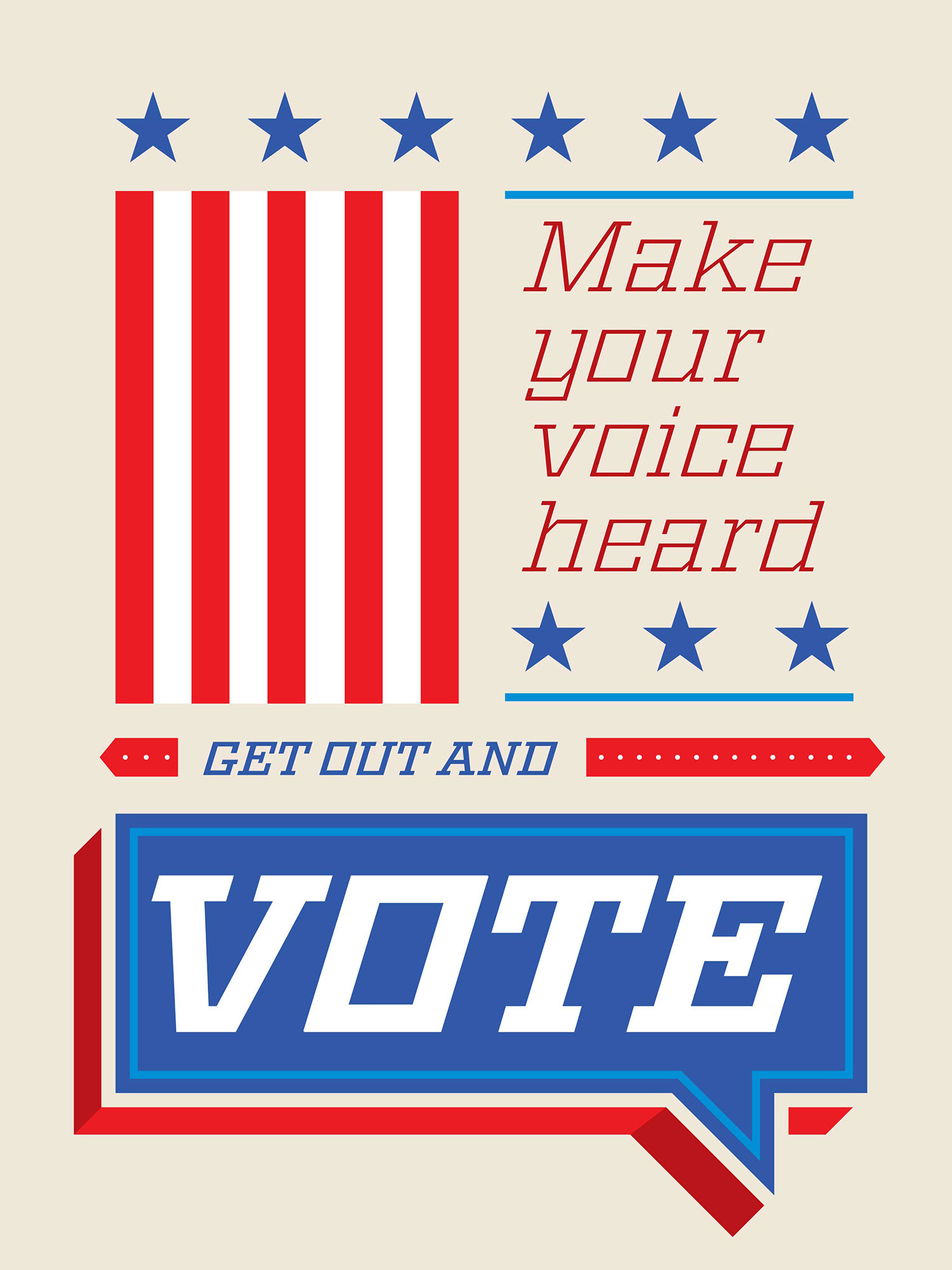 “The intent of this poster is to encourage viewers to be more engaged in government and community and to make their voices heard through their right to vote.”